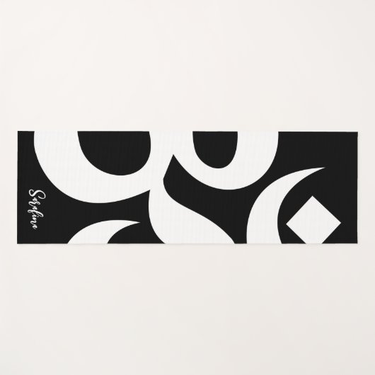 OM-symbool met gepersonaliseerde naam zwart-wit Yogamat (Voorkant (horizontaal))