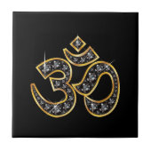 Om Symbool met "Onyx" Stones Tegeltje (Voorkant)