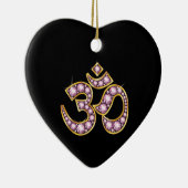 Om Symbool met "Roos Quartz" Stones Keramisch Ornament (Rechts)