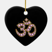 Om Symbool met "Roos Quartz" Stones Keramisch Ornament (Achterkant)