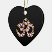 Om Symbool met "Roos Quartz" Stones Keramisch Ornament (Links)