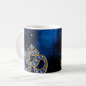 Om Symbool met "Sapphire" Stones Koffiemok (Voorkant links)