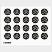 Om Symbool met "Sapphire" Stones Ronde Sticker (Vel)