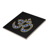 Om Symbool met "Sapphire" Stones Tegeltje (Zijkant)