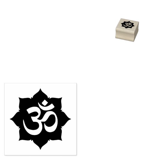 OM Symbool op Lotus Flower Design Rubberstempel (Gestempeld)