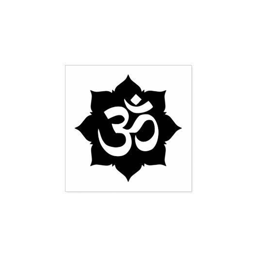 OM Symbool op Lotus Flower Design Rubberstempel (Afrduk)
