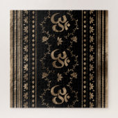 OM-symbool ornament - zwart en goud Legpuzzel (Horizontaal)