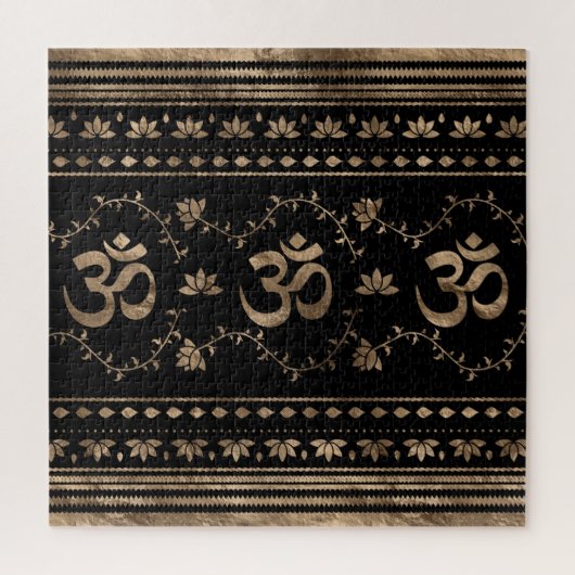 OM-symbool ornament - zwart en goud Legpuzzel (Verticaal)