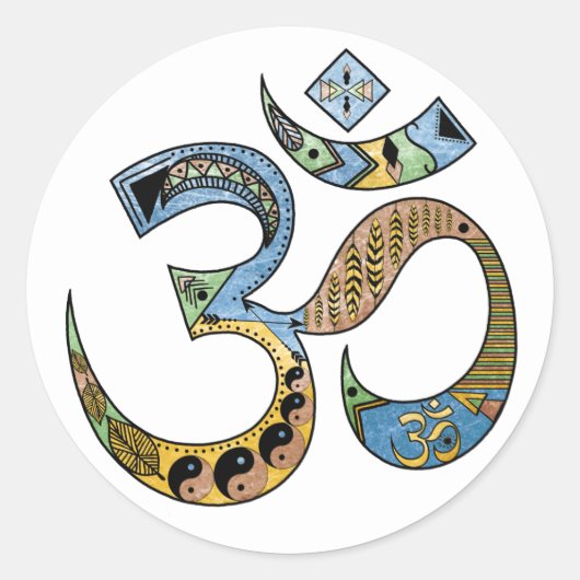 OM Symbool Ronde Sticker, Glanzend Ronde Sticker (Voorkant)