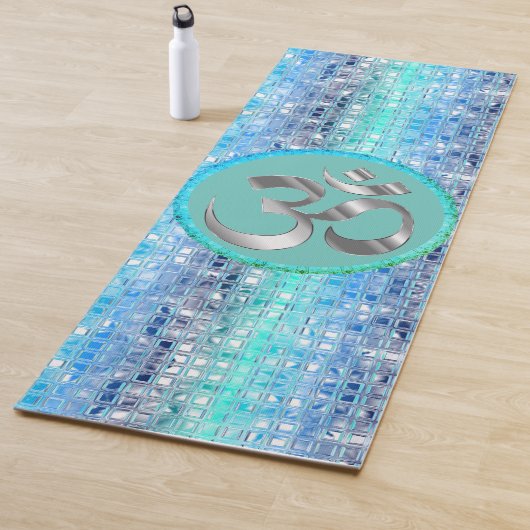 OM Symbool Shimmery Blue Dreamy Tegels Yogamat (In situ)