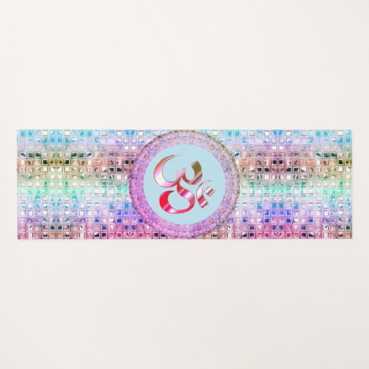 OM Symbool Shimmery Rainbow Tegels Yogamat (Achterkant (horizontaal))
