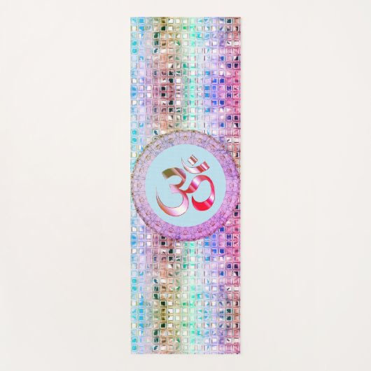OM Symbool Shimmery Rainbow Tegels Yogamat (Voorkant)