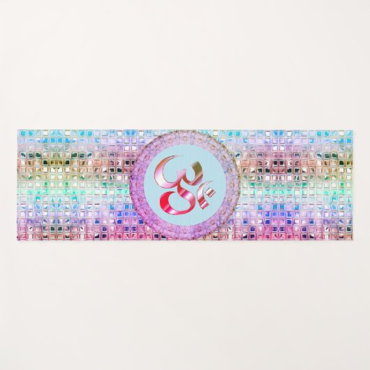 OM Symbool Shimmery Rainbow Tegels Yogamat (Voorkant (horizontaal))