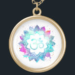 *~* OM-symbool Waterverf Mandala Aum Lotus Goud Vergulden Ketting<br><div class="desc">* Energetisch verbeterd - Een OM-symbool Lotus Waterverf Mandala op een zwarte achtergrond.* ROND Witte achtergrond en kleurrijke waterverf. Vergulde. Het kan Zen, Esoteric, New age, Metaphysical zijn en Spiritueel helpen met meditatie en mindfulness. Hier voor jullie is een opvallend mooi new age met een metafysisch gespierd, oogstend design dat...</div>