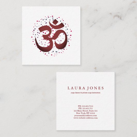 OM-symbool Yoga Meditation Instructor Vierkante Visitekaartje (Voorkant / Achterkant)