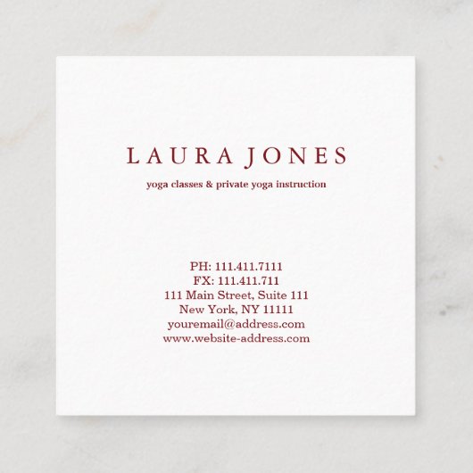 OM-symbool Yoga Meditation Instructor Vierkante Visitekaartje (Achterkant)