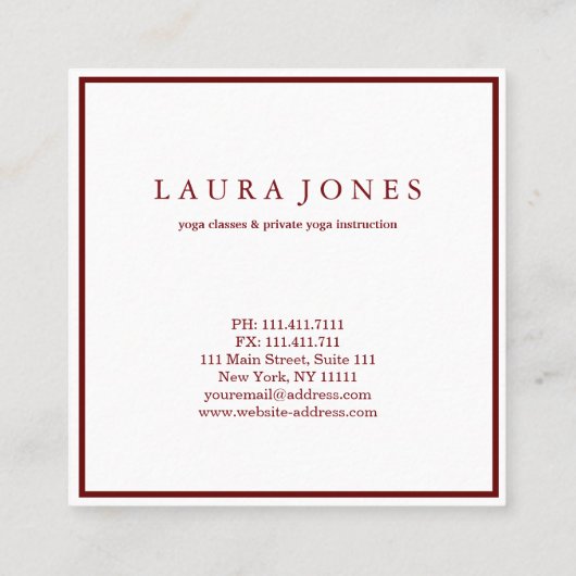 OM-symbool Yoga Meditation Instructor Vierkante Visitekaartje (Achterkant)