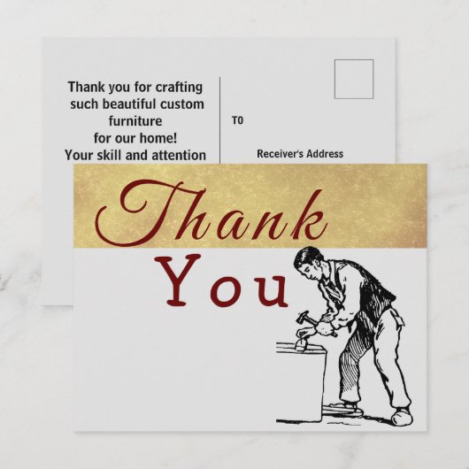 Om te bedanken voor een timmerman briefkaart (Voorkant / Achterkant)