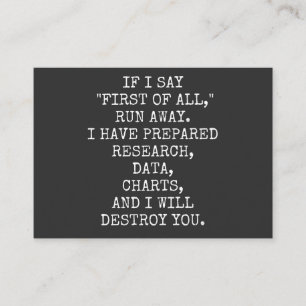 Om te beginnen, wegrennen. visitekaartje