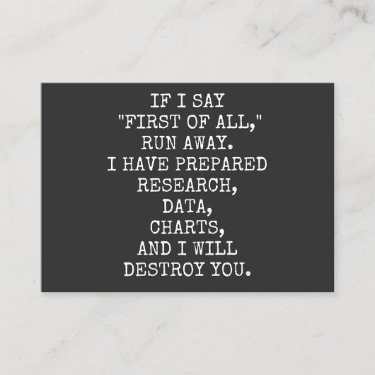 Om te beginnen, wegrennen. visitekaartje (Voorkant)