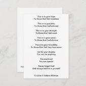 "Om te geven" gedicht Informatiekaartje (Voorkant / Achterkant)