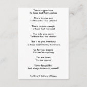 "Om te geven" gedicht Informatiekaartje (Voorkant)