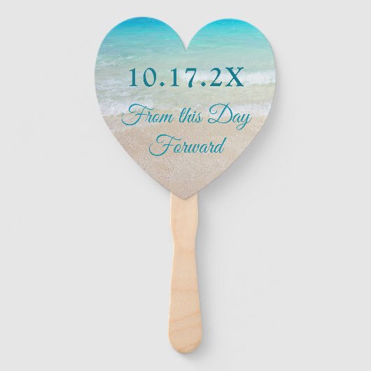 Om te hebben en te houden Beach Wedding Fan Handwaaier (Achterkant)