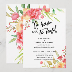 Om te Hebben en te Houden Boho Bloemen Huwelijksre Kaart