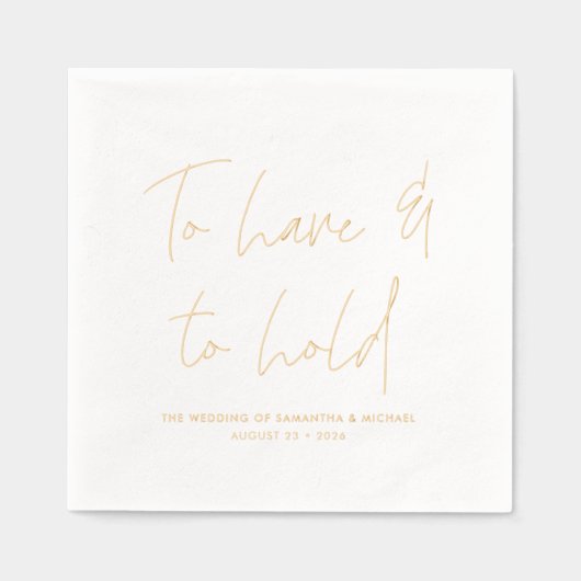 Om te hebben en te houden bruiloft geloften kallig folie servetten (Voorkant)