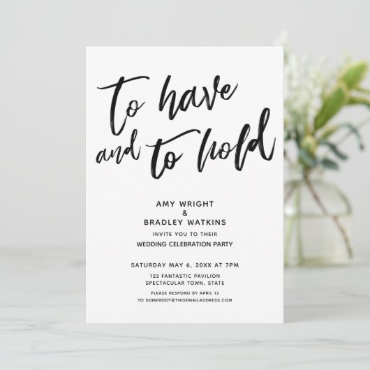 Om te hebben en te houden handgeschreven huwelijks kaart (Staand voorkant)
