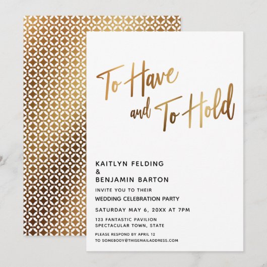 Om te hebben en te houden moderne goudreceptie kaart (Voorkant / Achterkant)