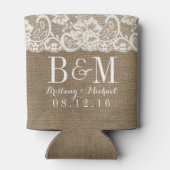 Om te hebben en te houden Mongram Burlap bruiloft Blikjeskoeler (Achterkant)