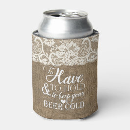 Om te hebben en te houden Mongram Burlap bruiloft Blikjeskoeler