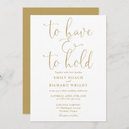 Om te hebben en te houden QR Code Gold Wedding Kaart