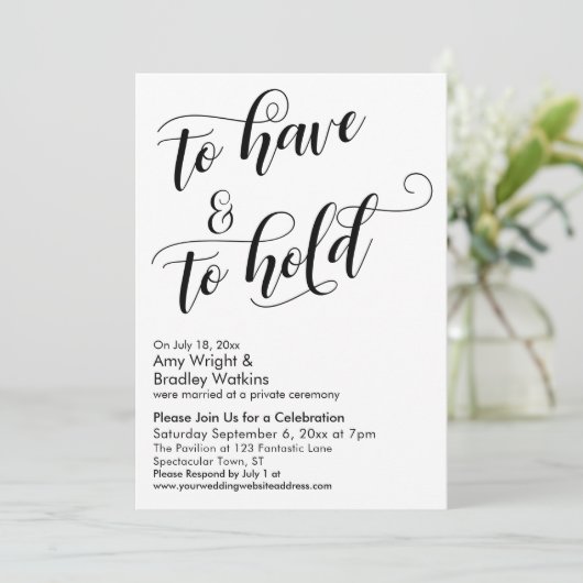 Om te hebben en te houden Script Bruiloft na-feest Kaart (Staand voorkant)