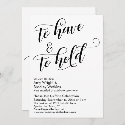 Om te hebben en te houden Script Bruiloftsfeest Kaart (Voorkant / Achterkant)