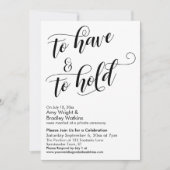 Om te hebben en te houden Script Bruiloftsfeest na Kaart (Voorkant)