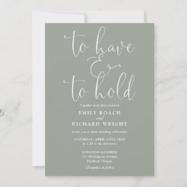 Om te hebben en te houden Script Sage Green Weddin Kaart