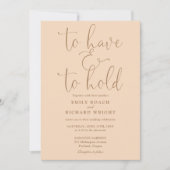 Om te hebben en te houden script zachte perzik bru kaart (Voorkant)