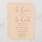 Om te hebben en te houden script zachte perzik bru kaart (Voorkant / Achterkant)