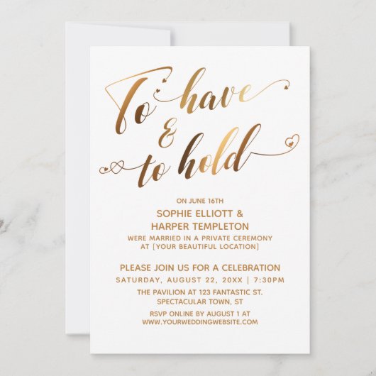 Om te hebben en te houden Witte gouden na-huwelijk Kaart (Voorkant)