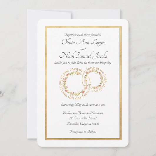 Om te hebben & te houden Bloemen trouwring uitnodi Kaart (Voorkant)