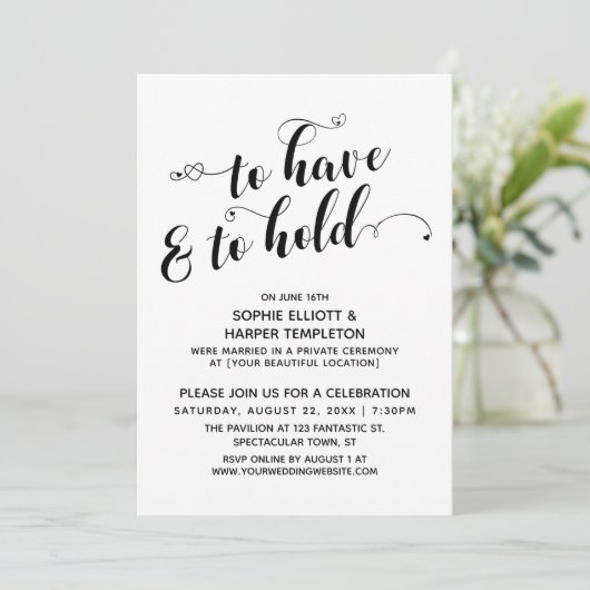 Om te hebben & te houden Hartelijk Calligraphy Ont Kaart (Staand voorkant)