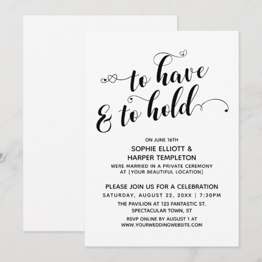 Om te hebben & te houden Hartelijk Calligraphy Ont Kaart (Voorkant / Achterkant)