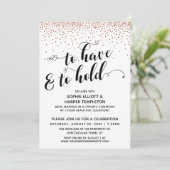 Om te hebben & te houden Koperen Confetti Feestje Kaart (Staand voorkant)