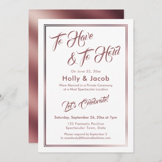 Om te hebben & te houden Roze goud over wit, Ontva Kaart (Voorkant / Achterkant)