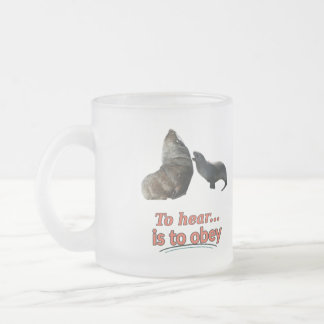 Om te horen is om te gehoorzamen Funny Seal Gebors Matglas Koffiemok