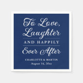 Om te houden van lachen marineblauwe bruiloft servet (Voorkant)