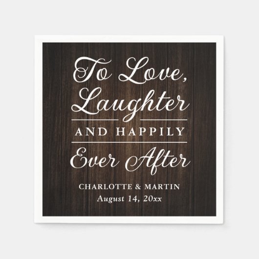 Om te houden van lachen rustieke houten bruiloft s servet (Voorkant)