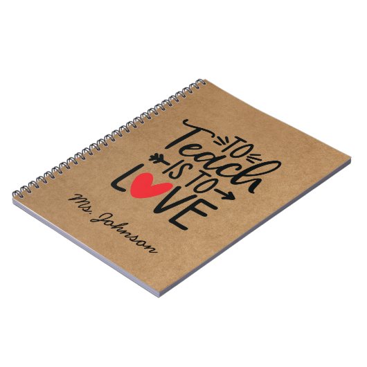 Om te leren is liefde | Aangepaste leraar Notitieboek (Linkerzijde)